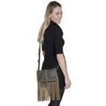 Leather Handbag With Suede Fringe & Trim